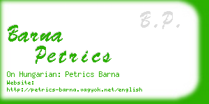 barna petrics business card